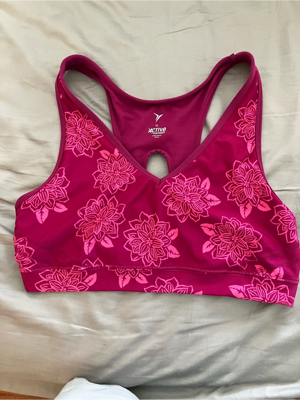 Old Navy Magenta Floral Racerback Sports Bra